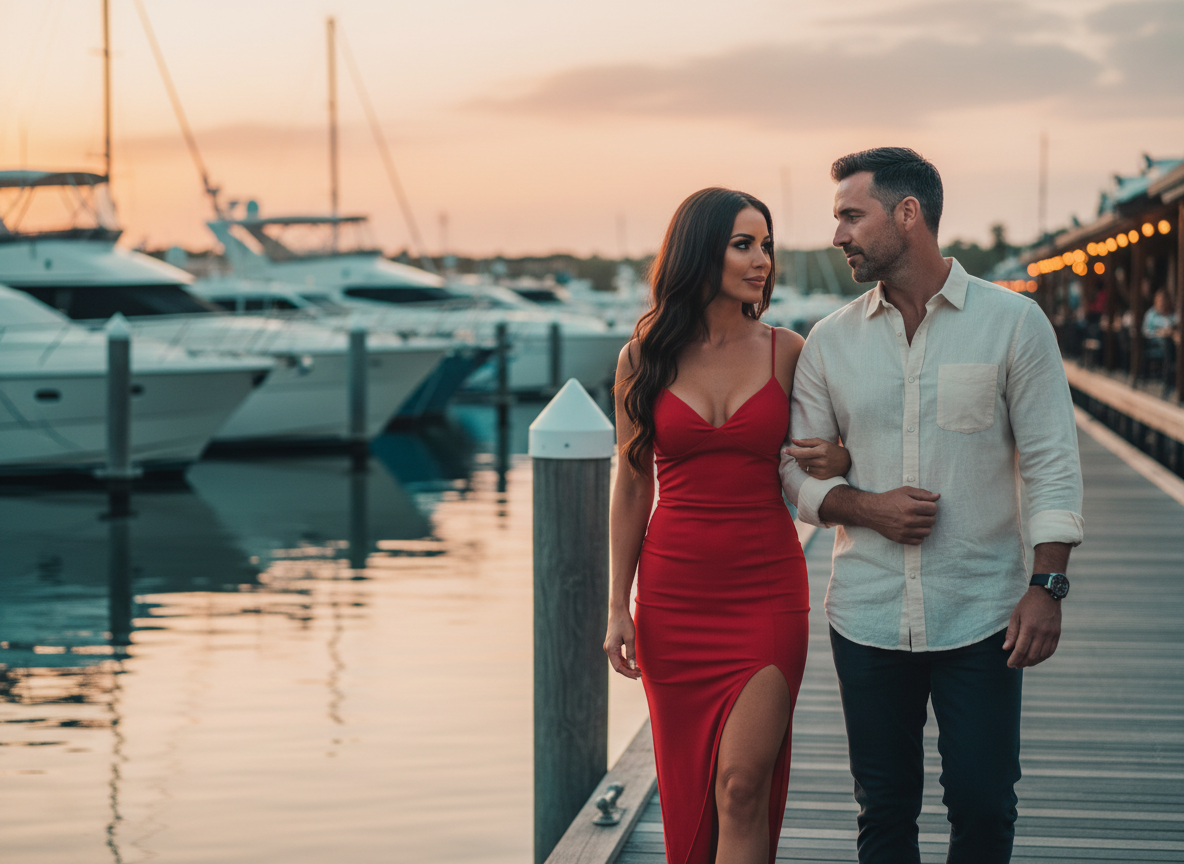 Sunset at the marina, a boardwalk walk before dinner